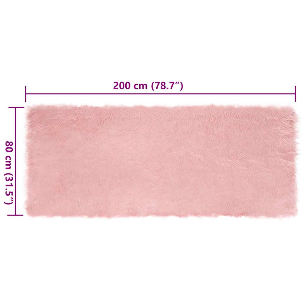 Produktbild för Fuskfäll matta TAFALLA Rosa 80 x 200 cm Polyester