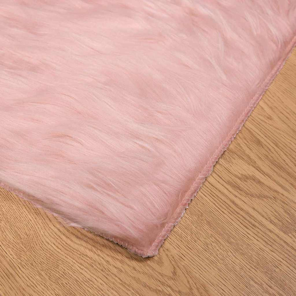 Produktbild för Fuskfäll matta TAFALLA Rosa 100 x 200 cm Polyester