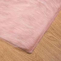 Produktbild för Fuskfäll matta TAFALLA Rosa 120 x 120 cm Polyester