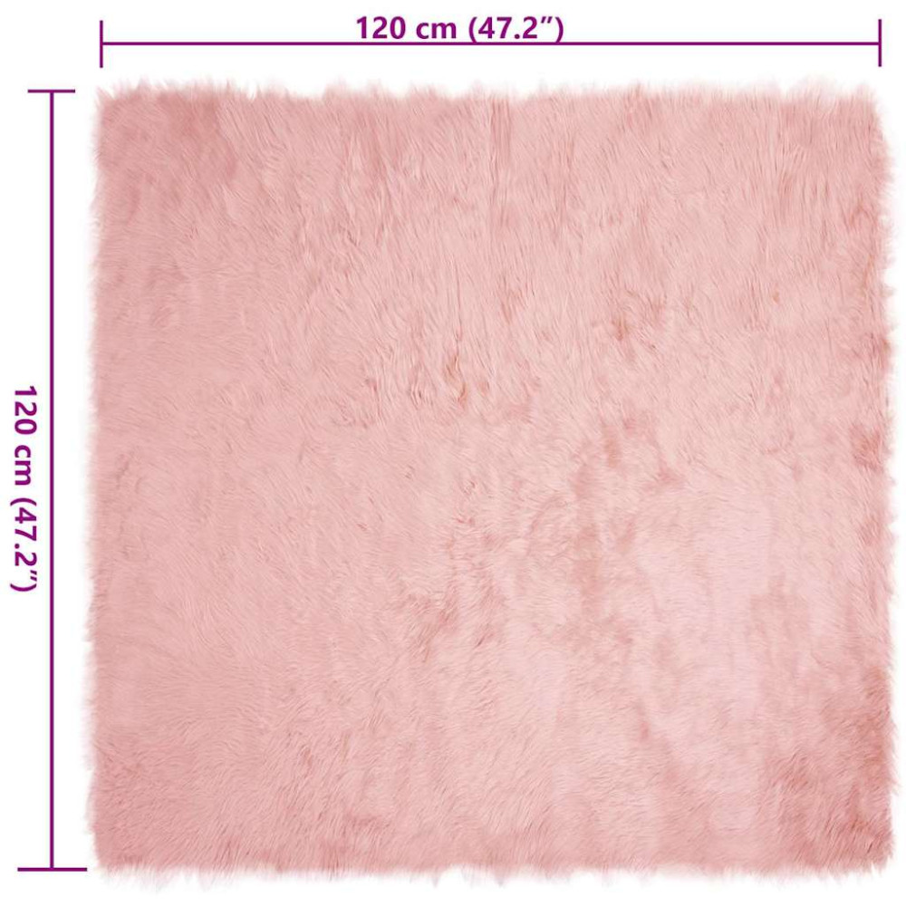Produktbild för Fuskfäll matta TAFALLA Rosa 120 x 120 cm Polyester