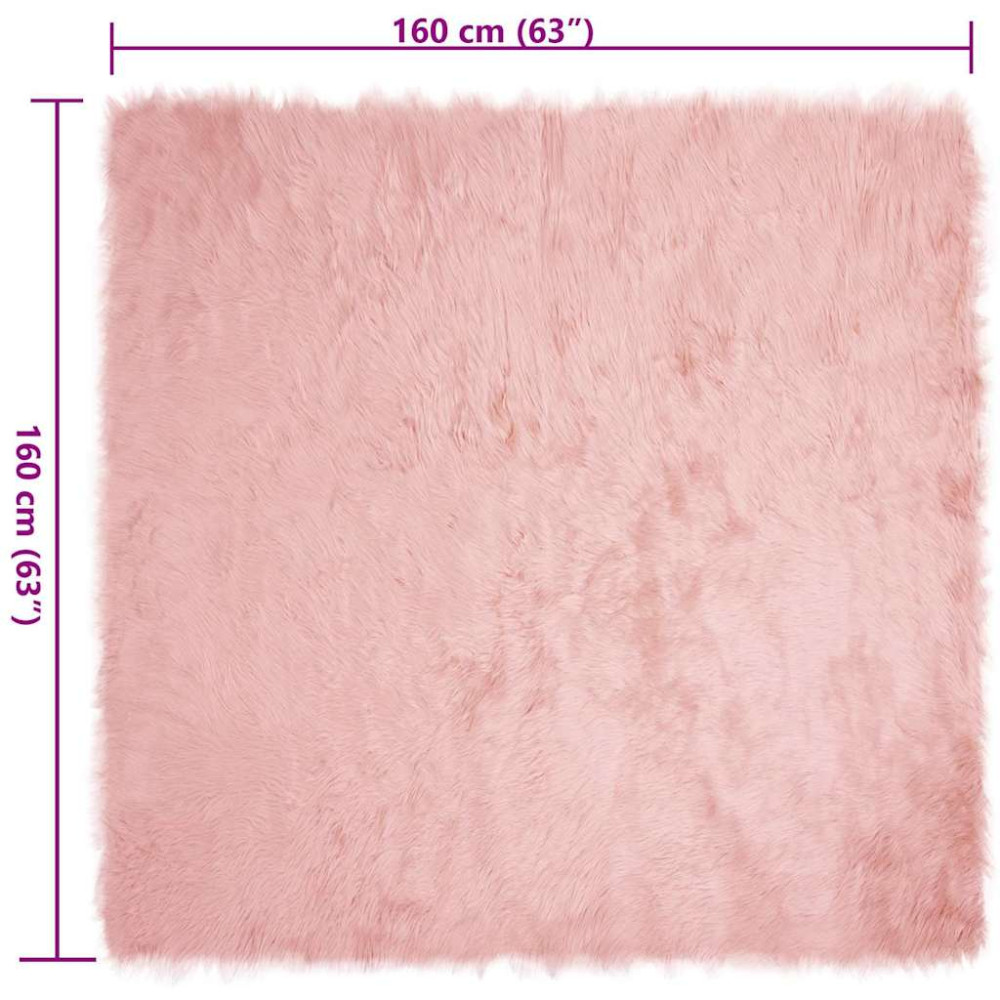 Produktbild för Fuskfäll matta TAFALLA Rosa 160 x 160 cm Polyester