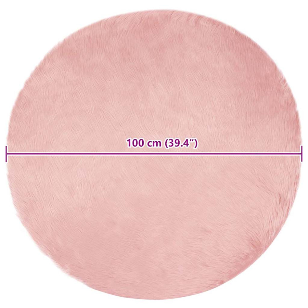 Produktbild för Fuskfäll matta TAFALLA Rosa Ø 100 cm Polyester