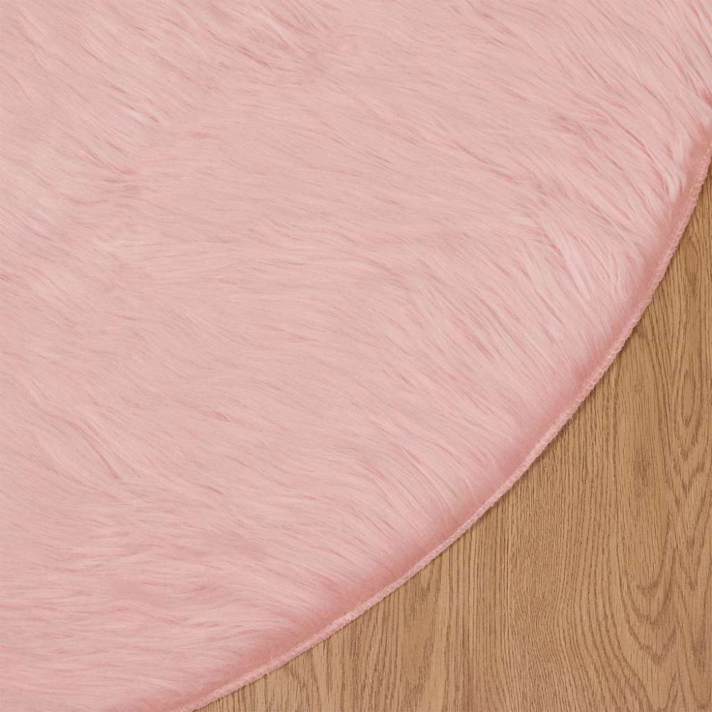 Produktbild för Fuskfäll matta TAFALLA Rosa Ø 160 cm Polyester