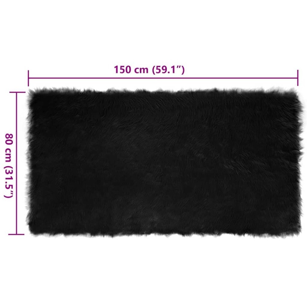 Produktbild för Fuskfäll matta TAFALLA Svart 80 x 150 cm Polyester