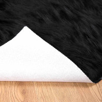 Produktbild för Fuskfäll matta TAFALLA Svart 80 x 250 cm Polyester