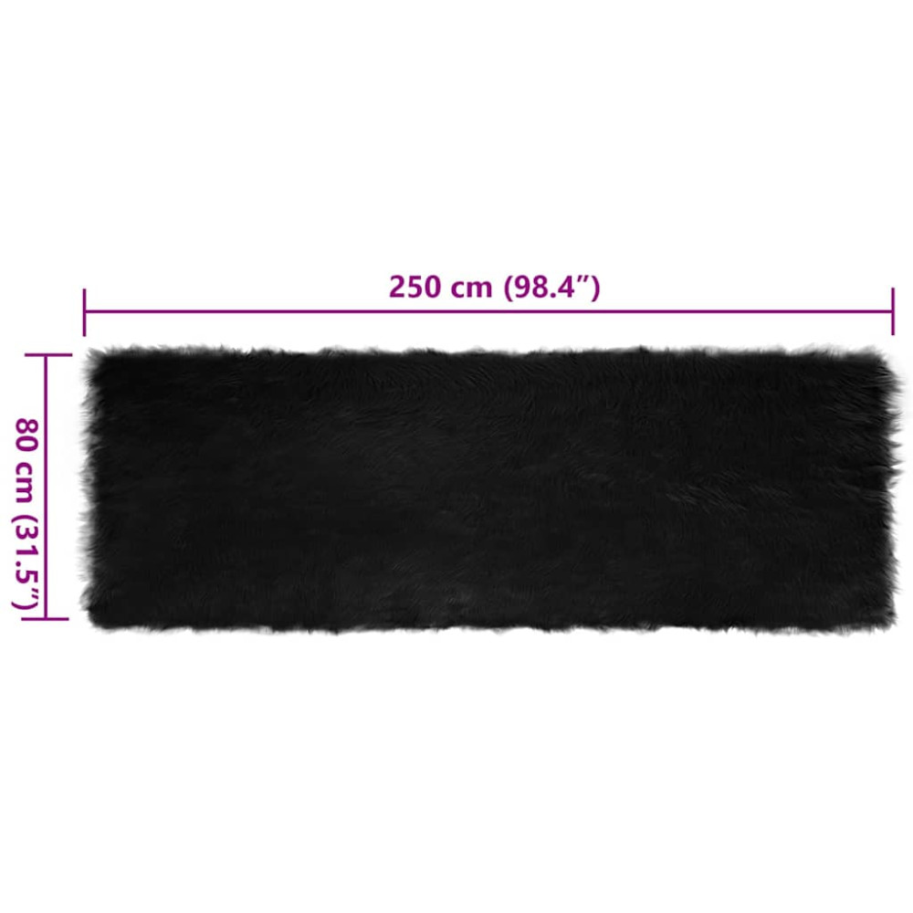 Produktbild för Fuskfäll matta TAFALLA Svart 80 x 250 cm Polyester