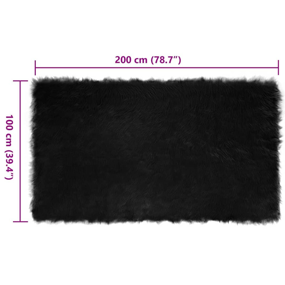 Produktbild för Fuskfäll matta TAFALLA Svart 100 x 200 cm Polyester