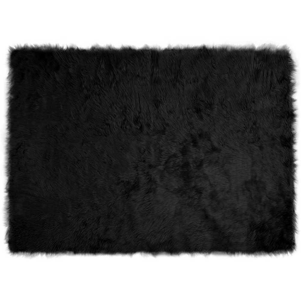 Produktbild för Fuskfäll matta TAFALLA Svart 120 x 170 cm Polyester