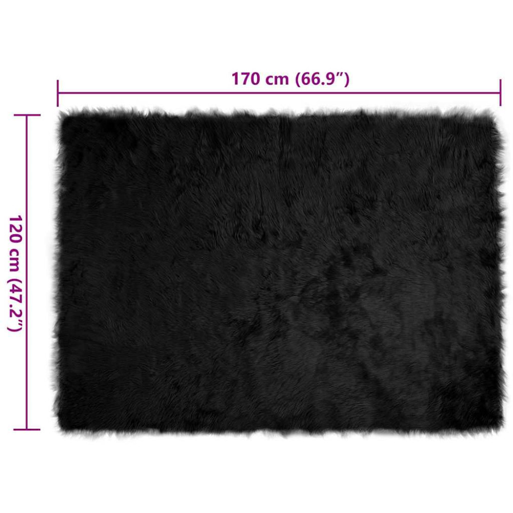 Produktbild för Fuskfäll matta TAFALLA Svart 120 x 170 cm Polyester