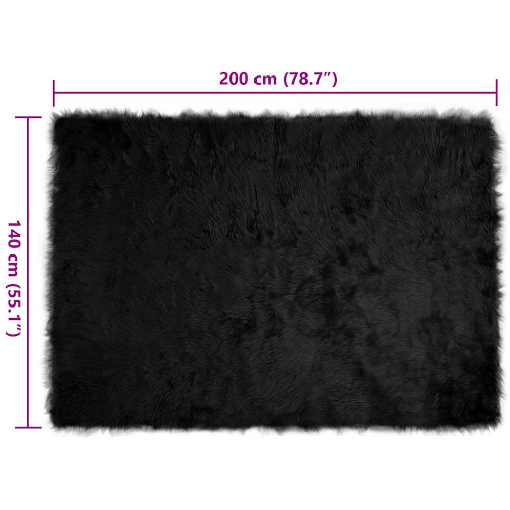 Produktbild för Fuskfäll matta TAFALLA Svart 140 x 200 cm Polyester