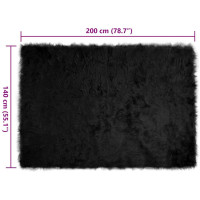 Produktbild för Fuskfäll matta TAFALLA Svart 140 x 200 cm Polyester