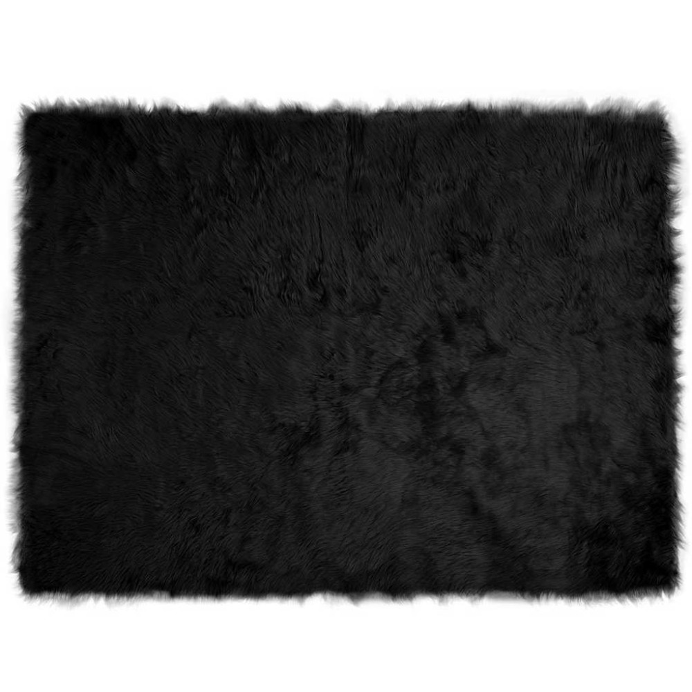 Produktbild för Fuskfäll matta TAFALLA Svart 160 x 230 cm Polyester