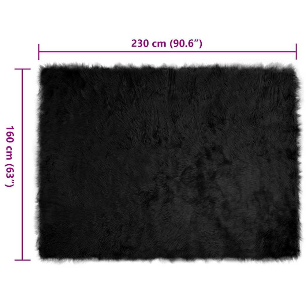 Produktbild för Fuskfäll matta TAFALLA Svart 160 x 230 cm Polyester