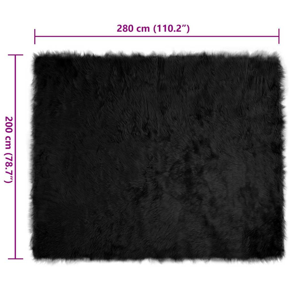 Produktbild för Fuskfäll matta TAFALLA Svart 200 x 280 cm Polyester