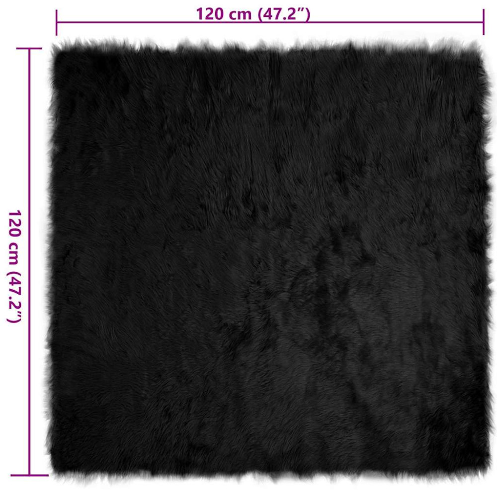 Produktbild för Fuskfäll matta TAFALLA Svart 120 x 120 cm Polyester