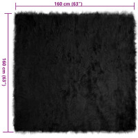 Produktbild för Fuskfäll matta TAFALLA Svart 160 x 160 cm Polyester