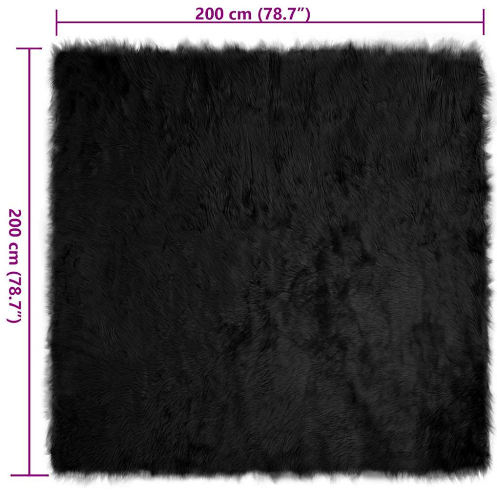 Produktbild för Fuskfäll matta TAFALLA Svart 200 x 200 cm Polyester