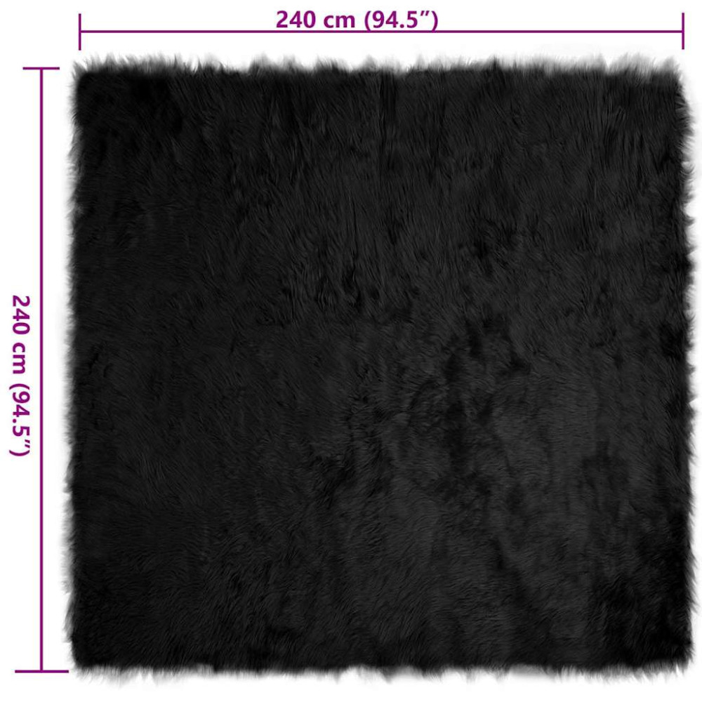Produktbild för Fuskfäll matta TAFALLA Svart 240 x 240 cm Polyester