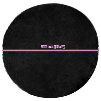 Produktbild för Fuskfäll matta TAFALLA Svart Ø 100 cm Polyester