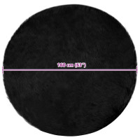 Produktbild för Fuskfäll matta TAFALLA Svart Ø 160 cm Polyester