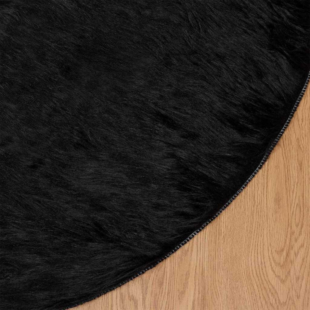 Produktbild för Fuskfäll matta TAFALLA Svart Ø 200 cm Polyester