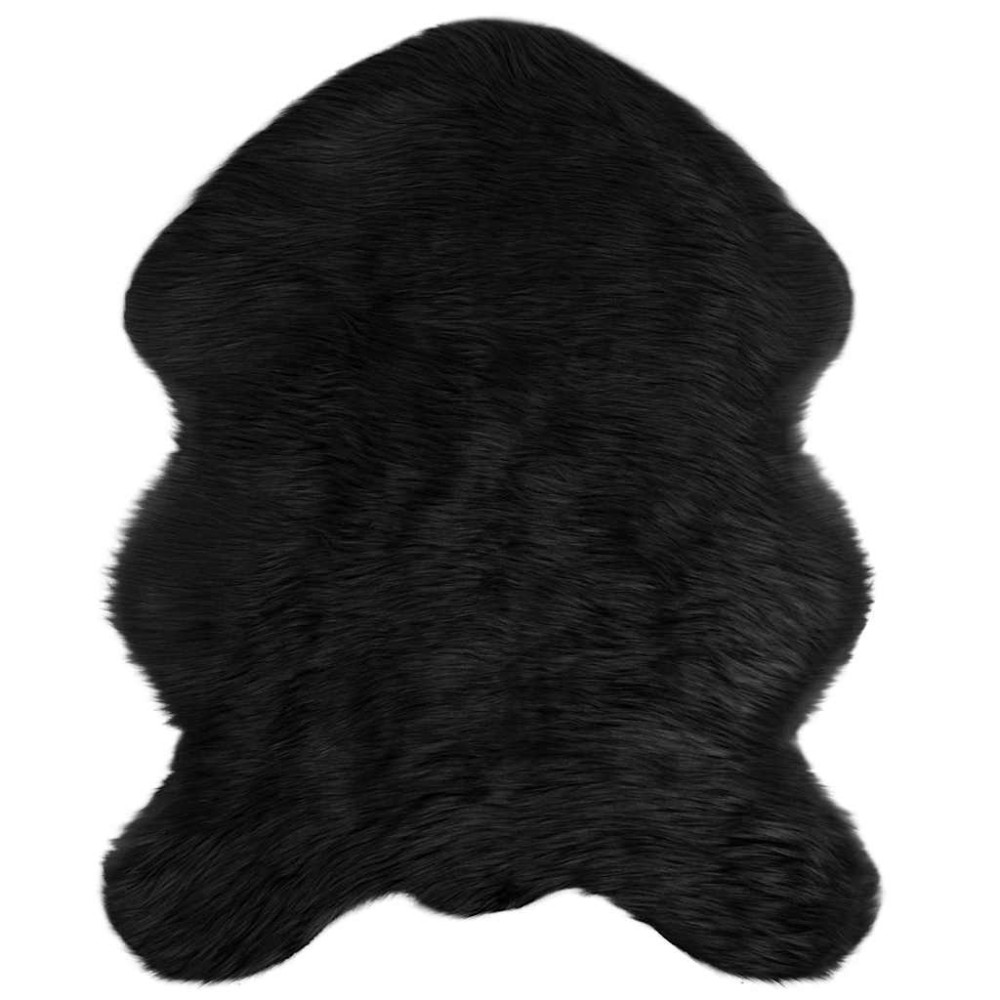 Produktbild för Fuskfäll matta TAFALLA Svart 50 x 80 cm Polyester