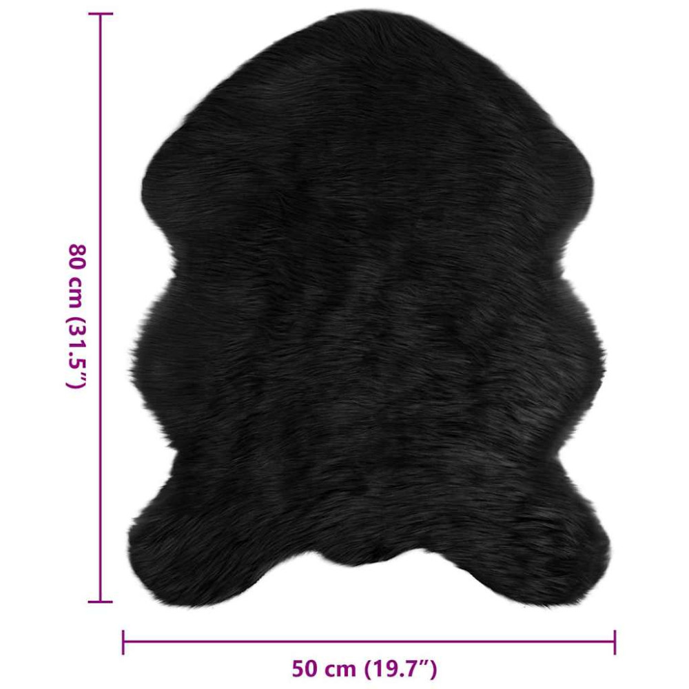 Produktbild för Fuskfäll matta TAFALLA Svart 50 x 80 cm Polyester