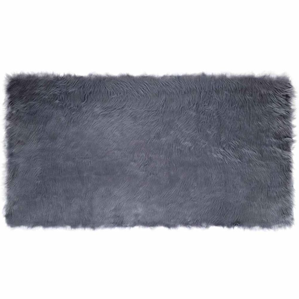 Produktbild för Fuskfäll matta TAFALLA Antracit 80 x 150 cm Polyester