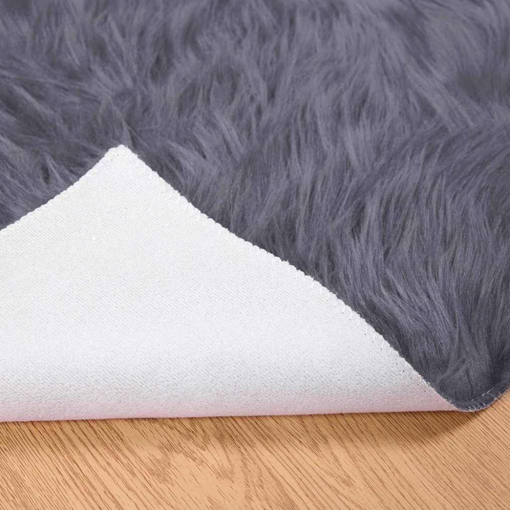Produktbild för Fuskfäll matta TAFALLA Antracit 80 x 150 cm Polyester