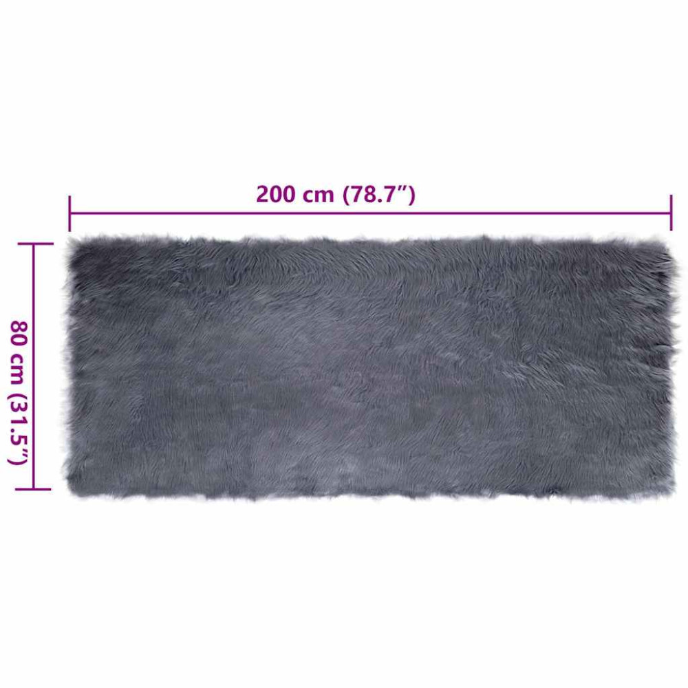 Produktbild för Fuskfäll matta TAFALLA Antracit 80 x 200 cm Polyester