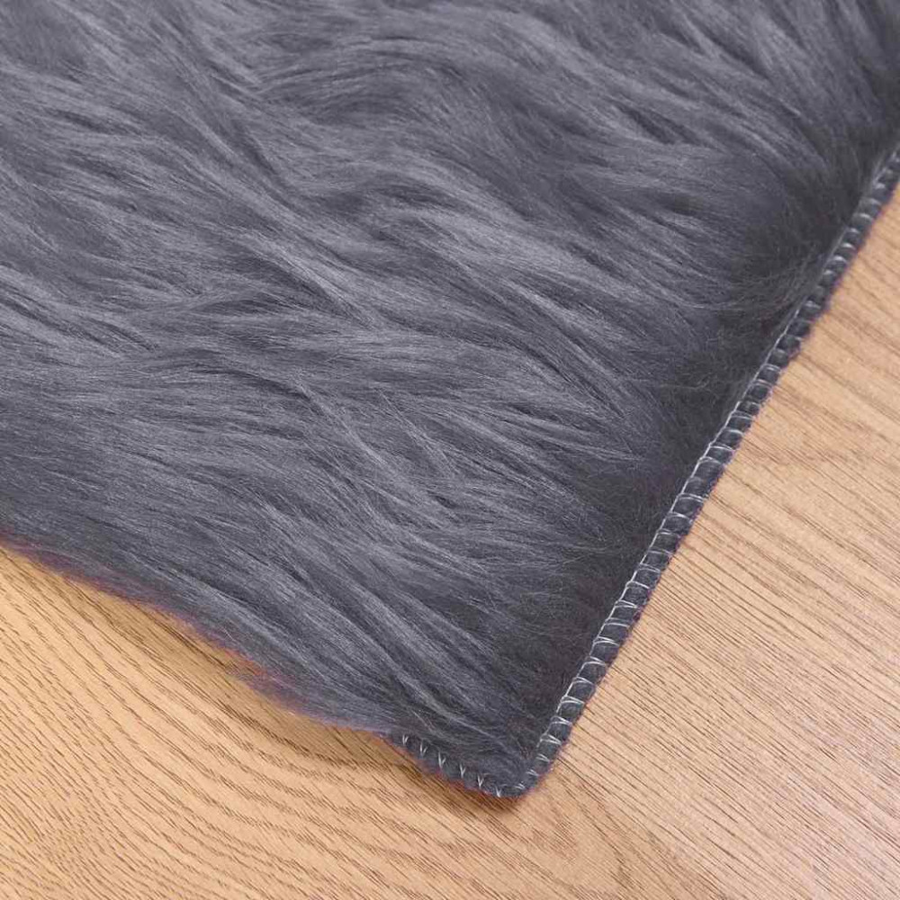 Produktbild för Fuskfäll matta TAFALLA Antracit 80 x 250 cm Polyester
