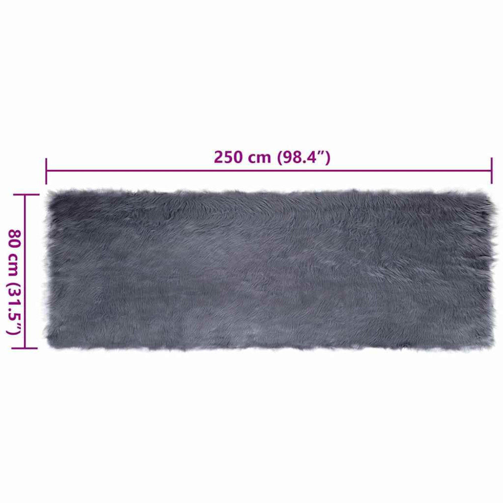 Produktbild för Fuskfäll matta TAFALLA Antracit 80 x 250 cm Polyester