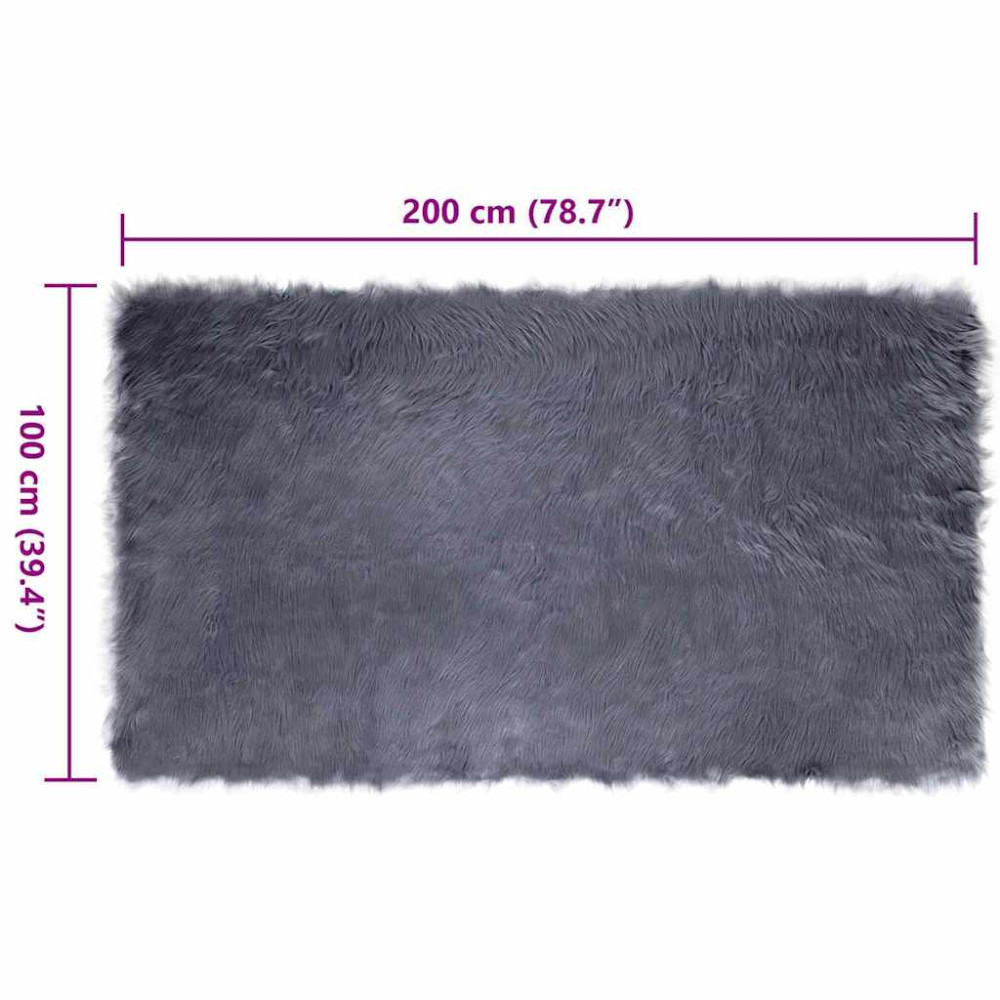 Produktbild för Fuskfäll matta TAFALLA Antracit 100 x 200 cm Polyester