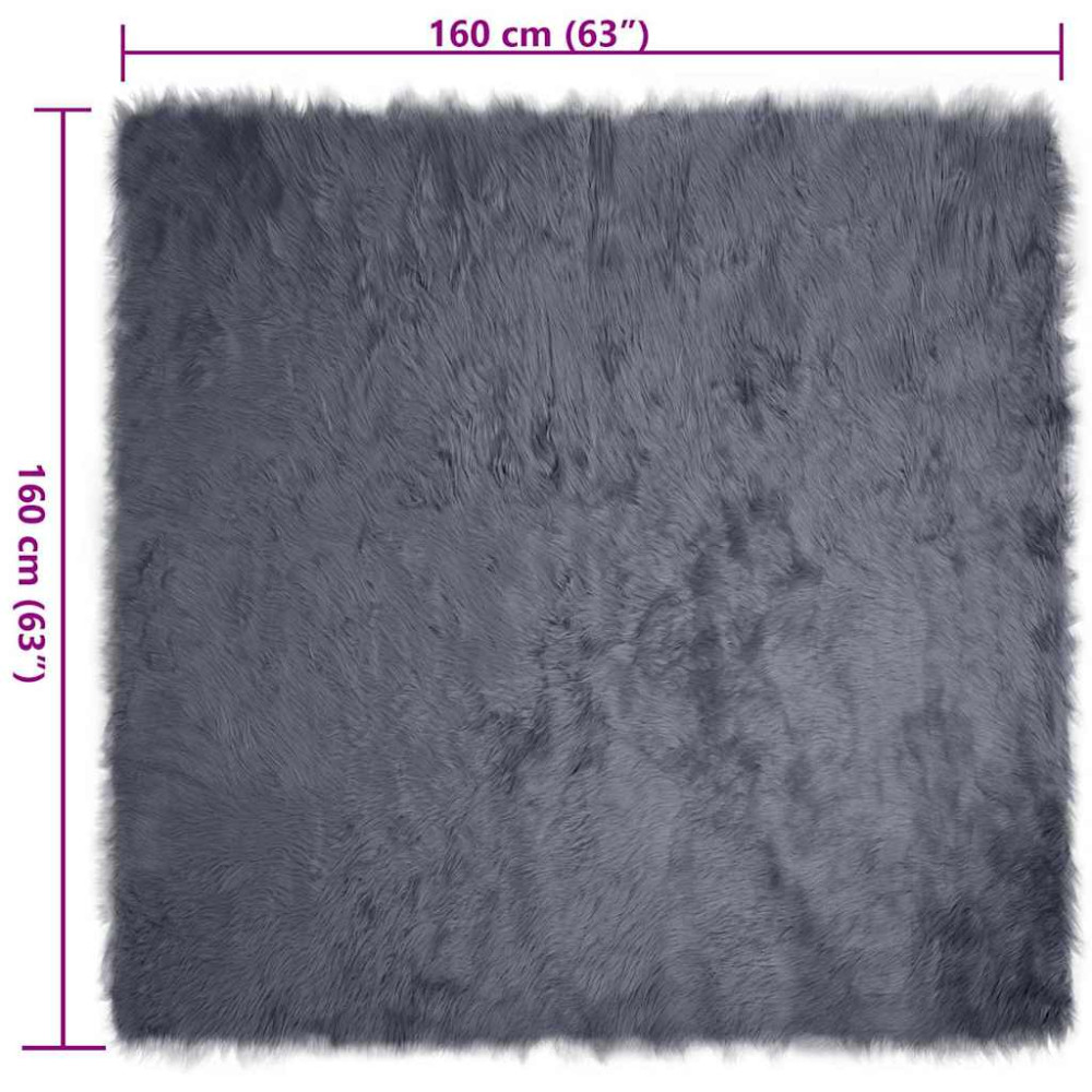 Produktbild för Fuskfäll matta TAFALLA Antracit 160 x 160 cm Polyester