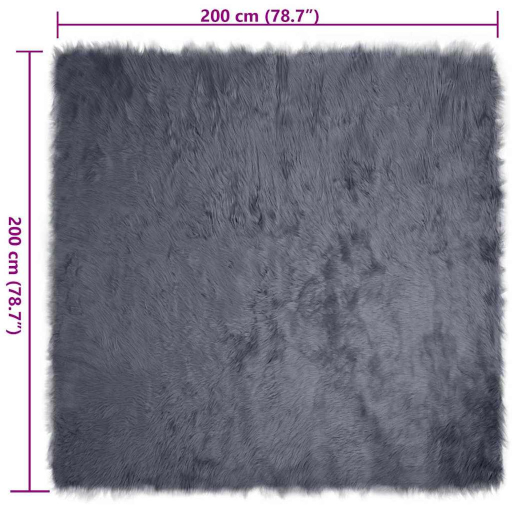Produktbild för Fuskfäll matta TAFALLA Antracit 200 x 200 cm Polyester