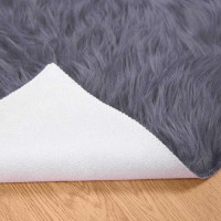 Produktbild för Fuskfäll matta TAFALLA Antracit 240 x 240 cm Polyester