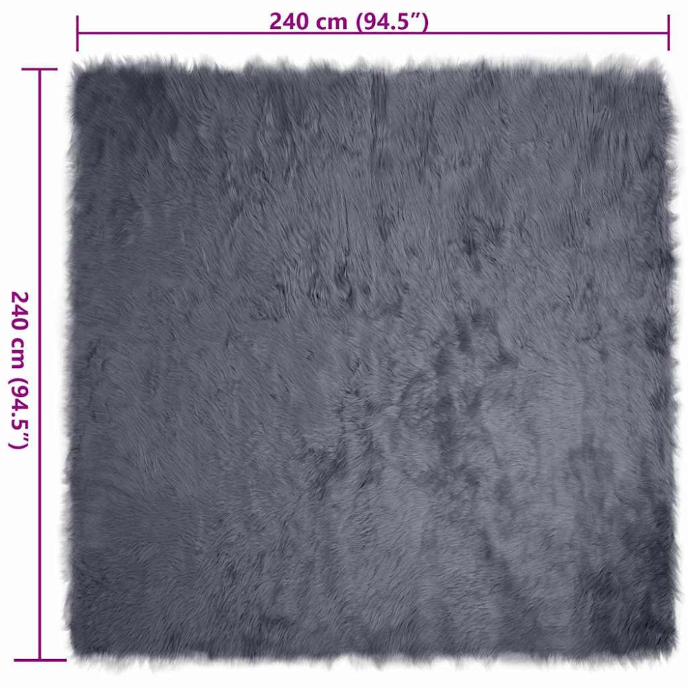 Produktbild för Fuskfäll matta TAFALLA Antracit 240 x 240 cm Polyester