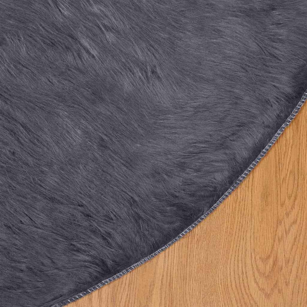 Produktbild för Fuskfäll matta TAFALLA Antracit Ø 120 cm Polyester