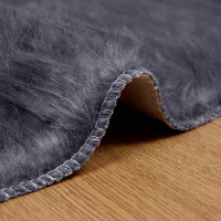 Produktbild för Fuskfäll matta TAFALLA Antracit Ø 200 cm Polyester