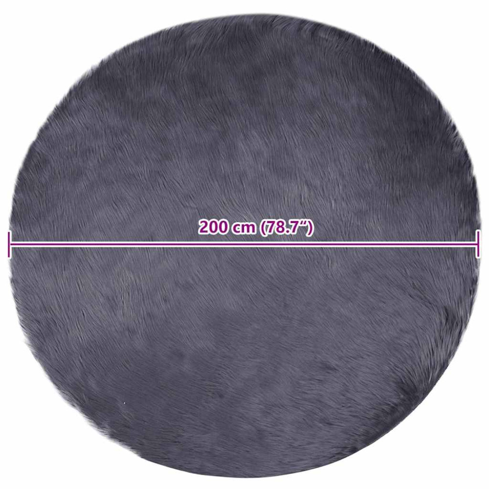 Produktbild för Fuskfäll matta TAFALLA Antracit Ø 200 cm Polyester