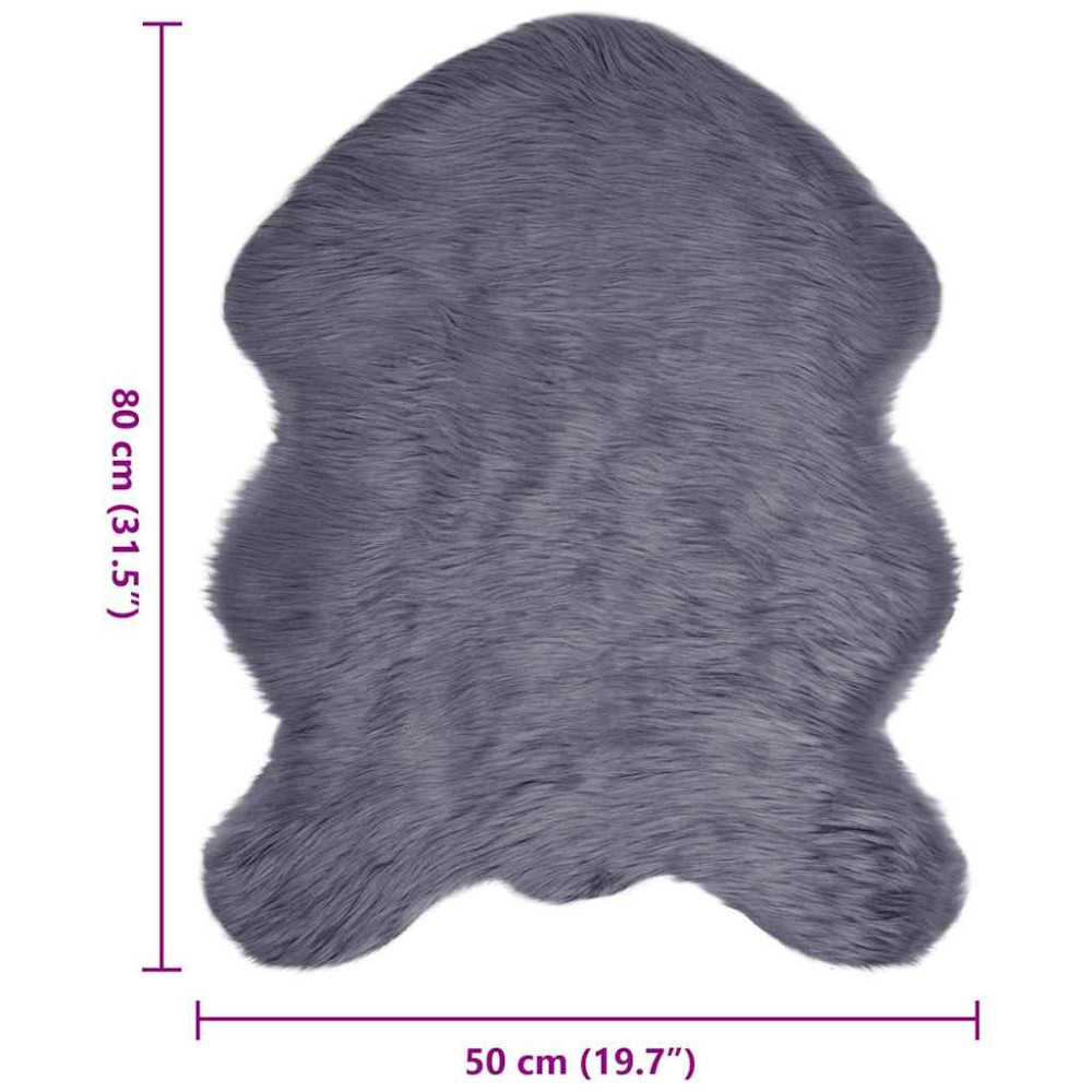 Produktbild för Fuskfäll matta TAFALLA Antracit 50 x 80 cm Polyester