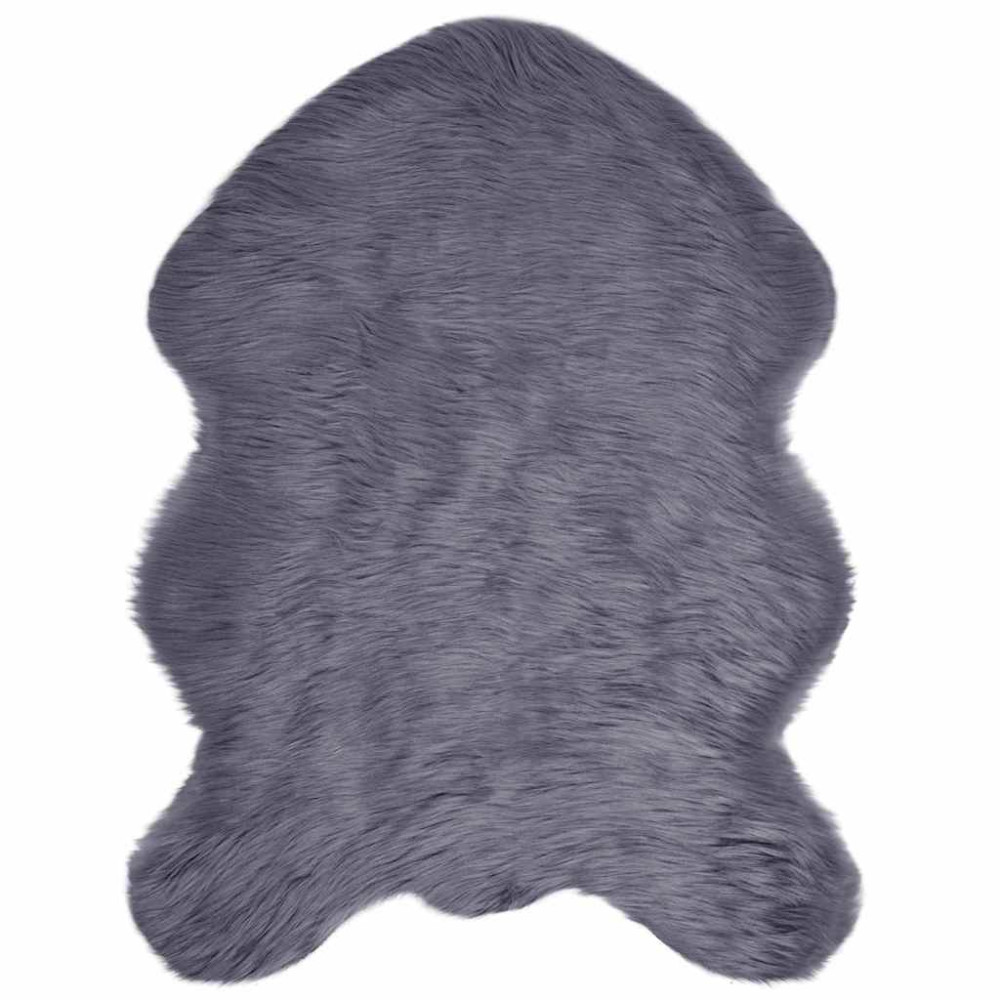 Produktbild för Fuskfäll matta TAFALLA Antracit 80 x 120 cm Polyester