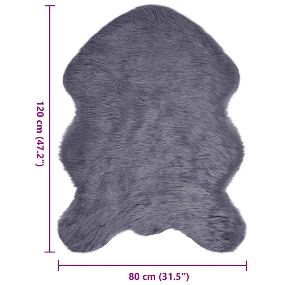 Produktbild för Fuskfäll matta TAFALLA Antracit 80 x 120 cm Polyester