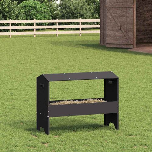 vidaXL Fodertrog för boskap Svart 79 x 35 x 62 cm Kallvalsat Stål