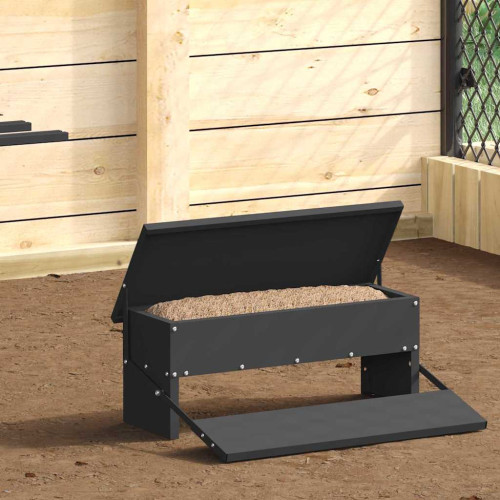 vidaXL Kyckling Trampmatare Svart 48,5 x 39,5 x 19 cm Kallvalsat Stål