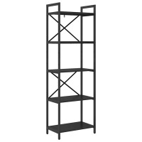Produktbild för Hyllsystem Svart Ek 56 x 34 x 171 cm Konstruerat trä