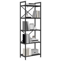 Produktbild för Hyllsystem Svart Ek 56 x 34 x 171 cm Konstruerat trä