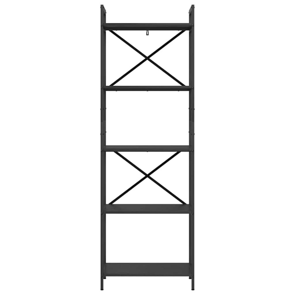 Produktbild för Hyllsystem Svart Ek 56 x 34 x 171 cm Konstruerat trä