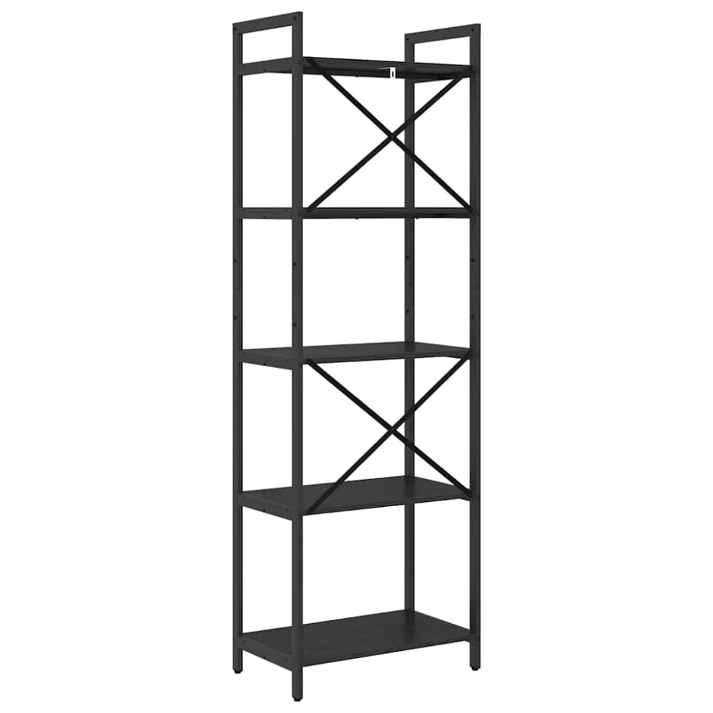 Produktbild för Hyllsystem Svart Ek 56 x 34 x 171 cm Konstruerat trä