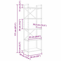 Produktbild för Hyllsystem Sonoma-ek 56 x 34 x 171 cm Konstruerat trä